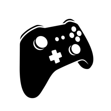black gamepad icon isolated on white vector illustration