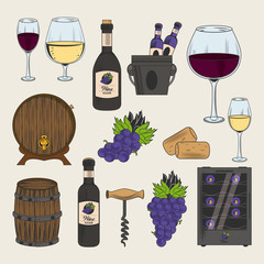 Poster - Winery and wine icons