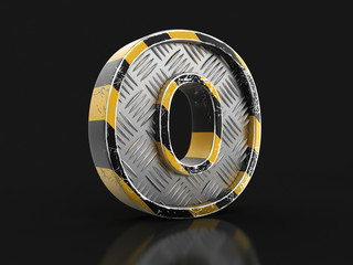 Poster - Yellow striped metallic font - letter O. Image with clipping path