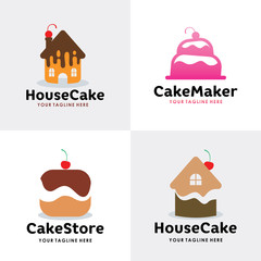 Wall Mural - Cake Logo Design Set Template Inspiration