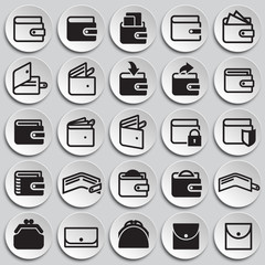 Poster - Wallet icons on plates background for graphic and web design, Modern simple vector sign. Internet concept. Trendy symbol for website design web button or mobile app