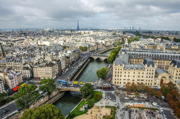 Poster - Paris Panorama. View from Cathedral Notre Dame de Paris. France.