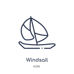 Wall Mural - windsail icon from nautical outline collection. Thin line windsail icon isolated on white background.