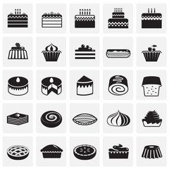 Poster - Cake icons set on squares background for graphic and web design, Modern simple vector sign. Internet concept. Trendy symbol for website design web button or mobile app