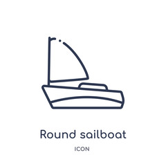 Wall Mural - round sailboat icon from people skills outline collection. Thin line round sailboat icon isolated on white background.