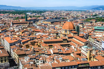 Wall Mural - Italian red roofs in Florence, Tuscany, Italy.