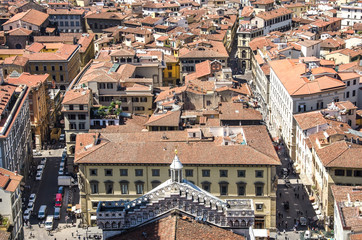 Canvas Print - cityscape of Florence - old town with cathedral church Santa Maria del Fiore at sunny day, Florence, Italy