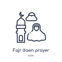 Wall Mural - fajr dawn prayer icon from religion outline collection. Thin line fajr dawn prayer icon isolated on white background.