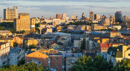 Wall Mural - Panorama of kyiv city center, business cityscape of Kiev, Ukraine.