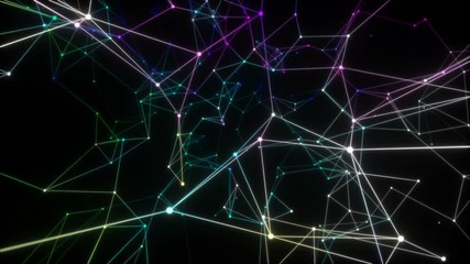 Poster - Multicolored ties.Abstract animation. Business background. Particle coupling. Seamless loop.
