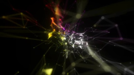 Poster - The camera flies into the digital cloud.Abstract technology background footage,concept of software developer and Computer script.