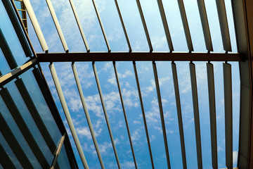 arbour and cloudy sky view from exterior of building in Amsterdam, Netherlands