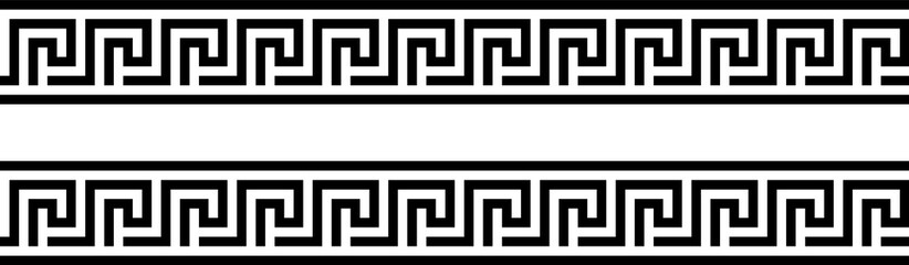 Seamless greek ornament on black and white background