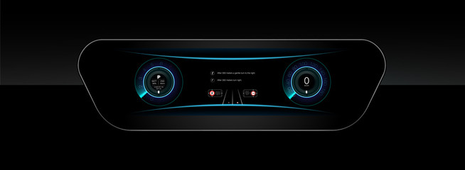 Poster - Car HUD Dashboard. Abstract virtual graphic touch user interface. Futuristic user interface HUD and Infographic elements.