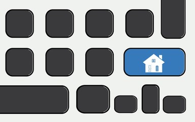 Sticker - Maison sur une touche de clavier d'ordinateur