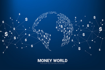 Poster - Vector Polygon line connect dollar currency money shape the world globe. Concept for world of economy.
