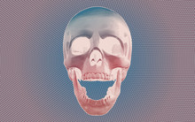 Skull Screaming Pose Illustration Isolated On Polka Dot BG
