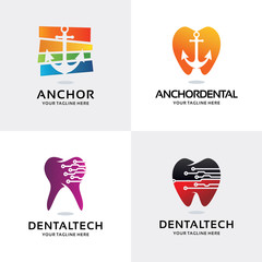 Poster - Anchor Logo. Dental Technology Logo Set Design Template Collection