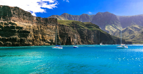 Canvas Print - best of Gran Canaria island - spectacular rocks in Puerto de las Nieves. Canary islands