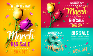 Wall Mural - 8 March. International Women's Day. Happy Mother's Day. Vector Illustration.