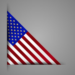 Wall Mural - corner ribbon usa flag. golden stars. isolated vector illustration.