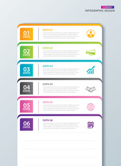 Wall Mural - infographics tab paper index with 6 data template. vector illustration abstract notebook background.