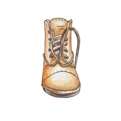 Wall Mural - One left boot with laces on a white background illustration watercolor