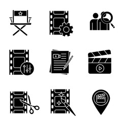 Canvas Print - Film industry glyph icons set