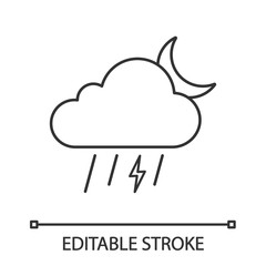 Sticker - Night thunderstorm linear icon