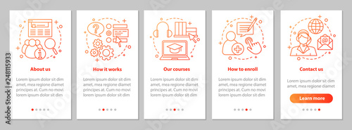 Online courses onboarding mobile app page screen with linear con Poster Mural XXL