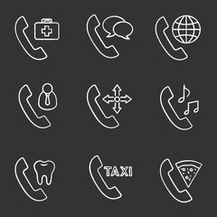 Poster - Phone services chalk icons set