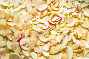 Sliced apple cooked for drying