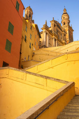 Wall Mural - Stairs leading to Basilique Saint Michel in Menton, France