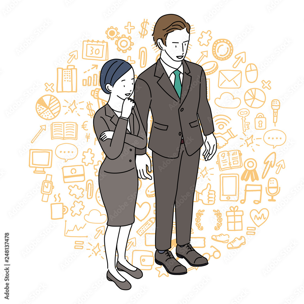ビジネス スーツ姿の男女 イラスト アイソメトリック Wall Mural マツ ビジネス スーツ姿の男女 イラスト アイソメトリック Wall Mural マツ