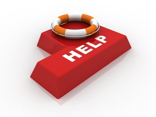 Poster - 3d rendering help text in lifebelt