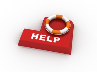 Poster - 3d rendering help text in lifebelt