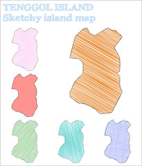 Wall Mural - Tenggol Island sketchy island. Optimal hand drawn island. Overwhelming childish style Tenggol Island vector illustration.