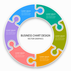 Wall Mural - Business Chart Design, 6 Division, Jigsaw Puzzle Pattern.