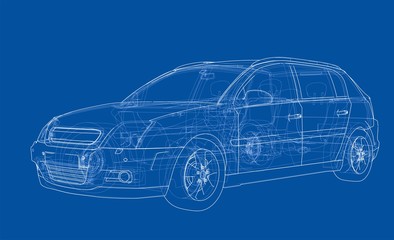Poster - concept car. vector rendering of 3d