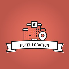 Canvas Print - hotel location line icon set