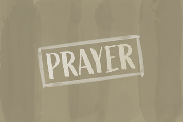 Sticker - Christian worship and praise. Text : PRAYER in watercolor style.