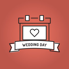 Wall Mural - WEDDING DAY LINE ICON SET