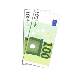 Wall Mural - Couple of simple one hundred euro banknotes on white