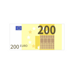 Wall Mural - Flat simple two hundred euro banknote on white