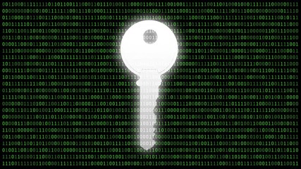 Poster - Safety key for protecting password with 01 or binary numbers on the computer screen on monitor background matrix, Digital data code in security technology concept. 3d abstract illustration