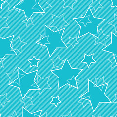 Fototapete - Blue seamless background with stars