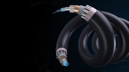 Poster - 3d render technology background. Concept of fiber optic internet cable with complex structure.