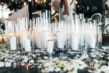 Many Candles And Flower Petals To Celebrate The Wedding Ceremony