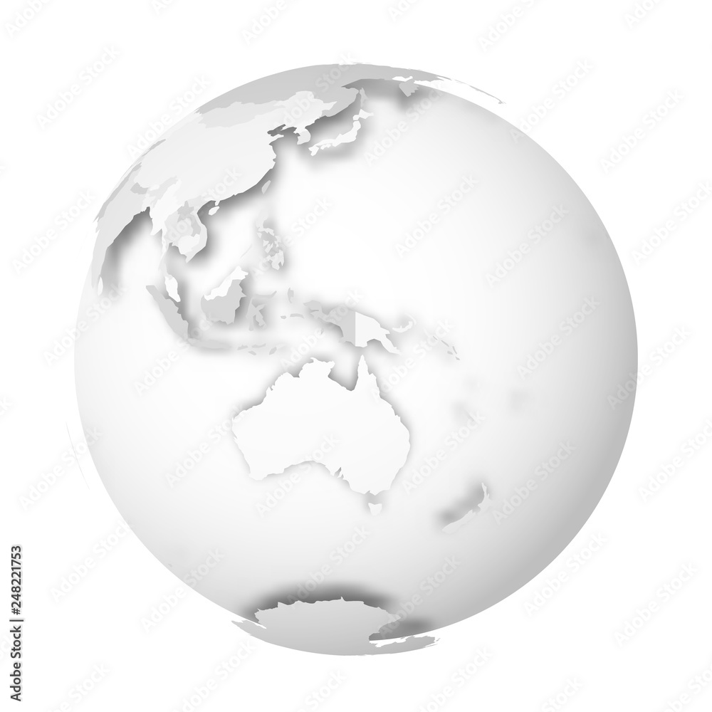 Earth globe. 3D world map with grey political map of countries dropping ...