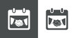 © teracreonte - Icono plano calendario con apretón de manos en gris y blanco